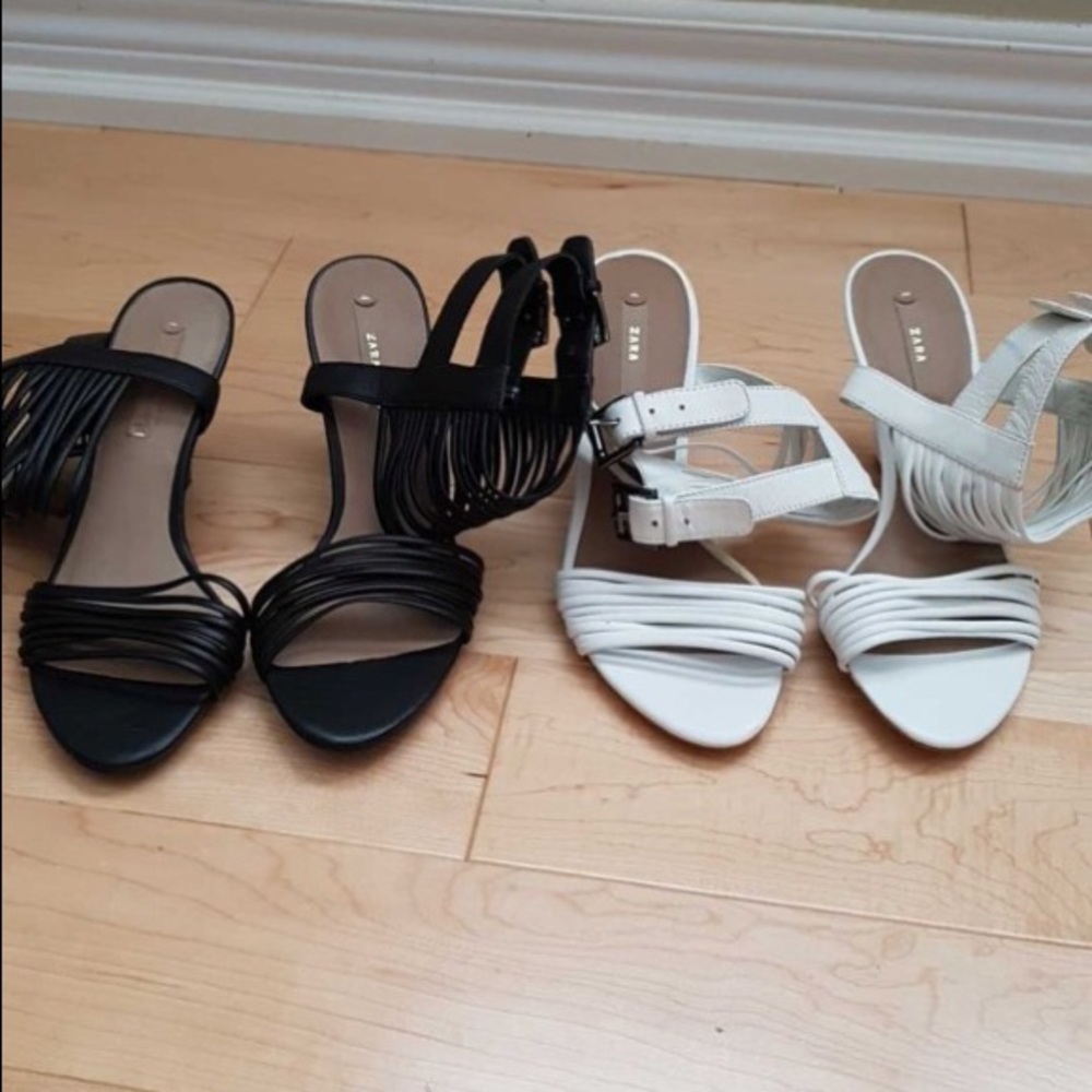 Zara Strappy Open Toe - Black and White